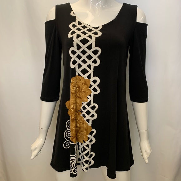 EVA VARRO V NECK SWING OPEN SHOULDER TUNIC TRELLIS - Picture 1 of 4